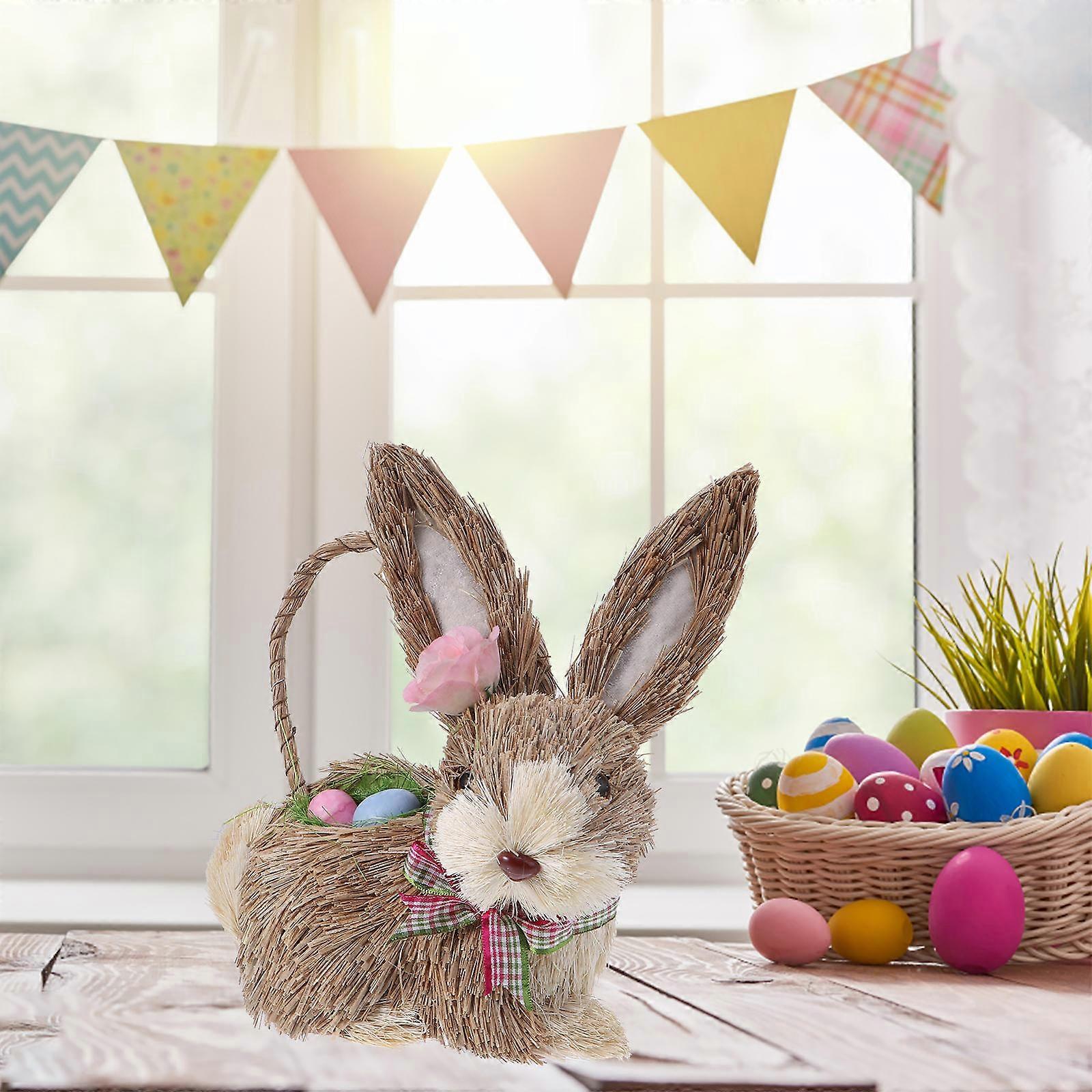 Hand-Woven Bunny Easter Rabbit Decor for Tabletop Decoration