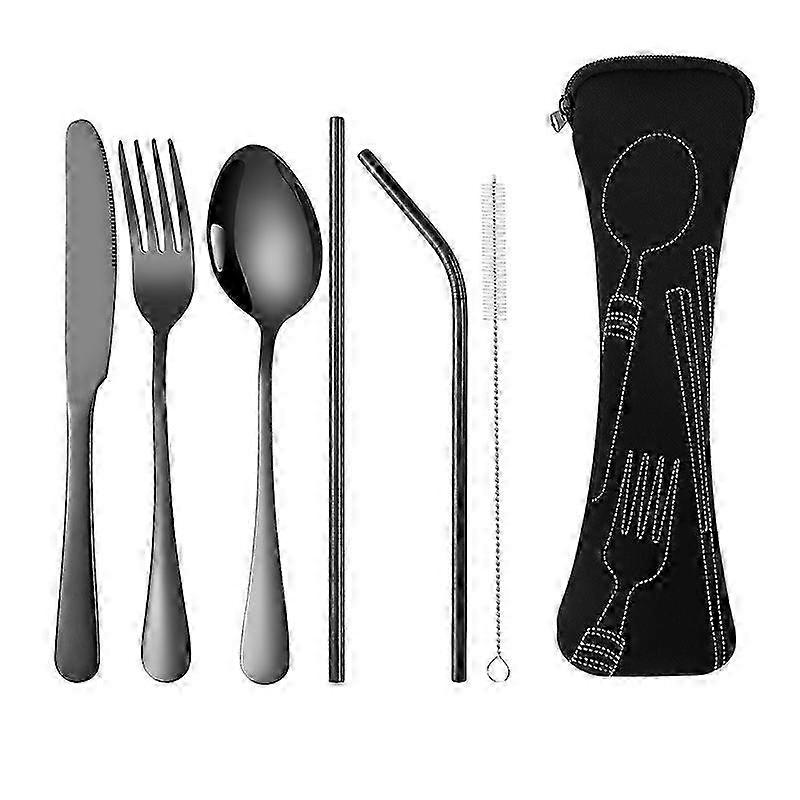 7-Piece Stainless Steel Portable Tableware