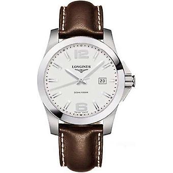 R. longines conq e/pla ac/p.mar Quartz Analog Man Watch with Cowskin Bracelet L36594764
