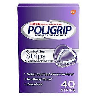 Poligrip Comfort Seal Denture and Partials Adhesive Strips 40 ct