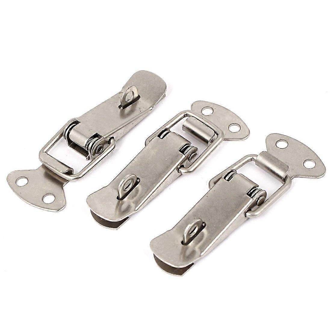 Silver Tone Metal Toggle Latch Set 3 Pcs, Spring Loaded compatible with Toolbox Cabinet, Durable Secure Action
