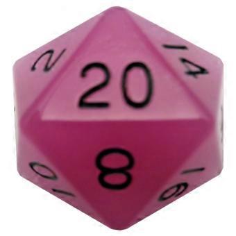 PURPLE WITH BLACK Metallic Dice Games Glow Mega Acrylic D20 Polyhedral Dice 35mm