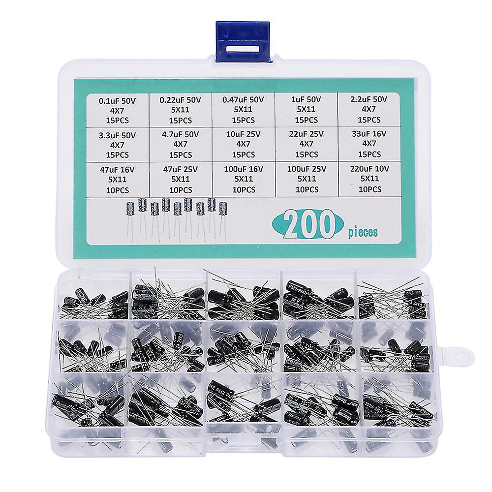 200pcs 15values Electrolytic Capacitors Kit With Box