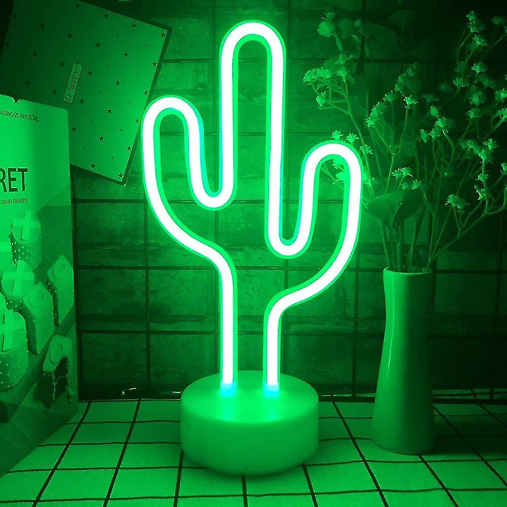 Cactus Led Lights Neon Signs Cactus Neon Kids Night Lights With Pedestal Room Decor Battery Usb Operation