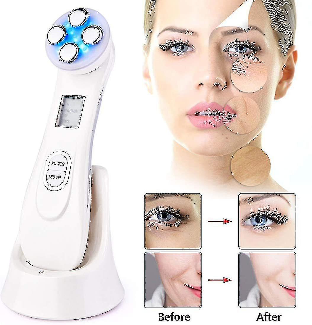 5 In 1超音波美容機器、抗しわ、アンチエイジングマッサージャー(ブラック)