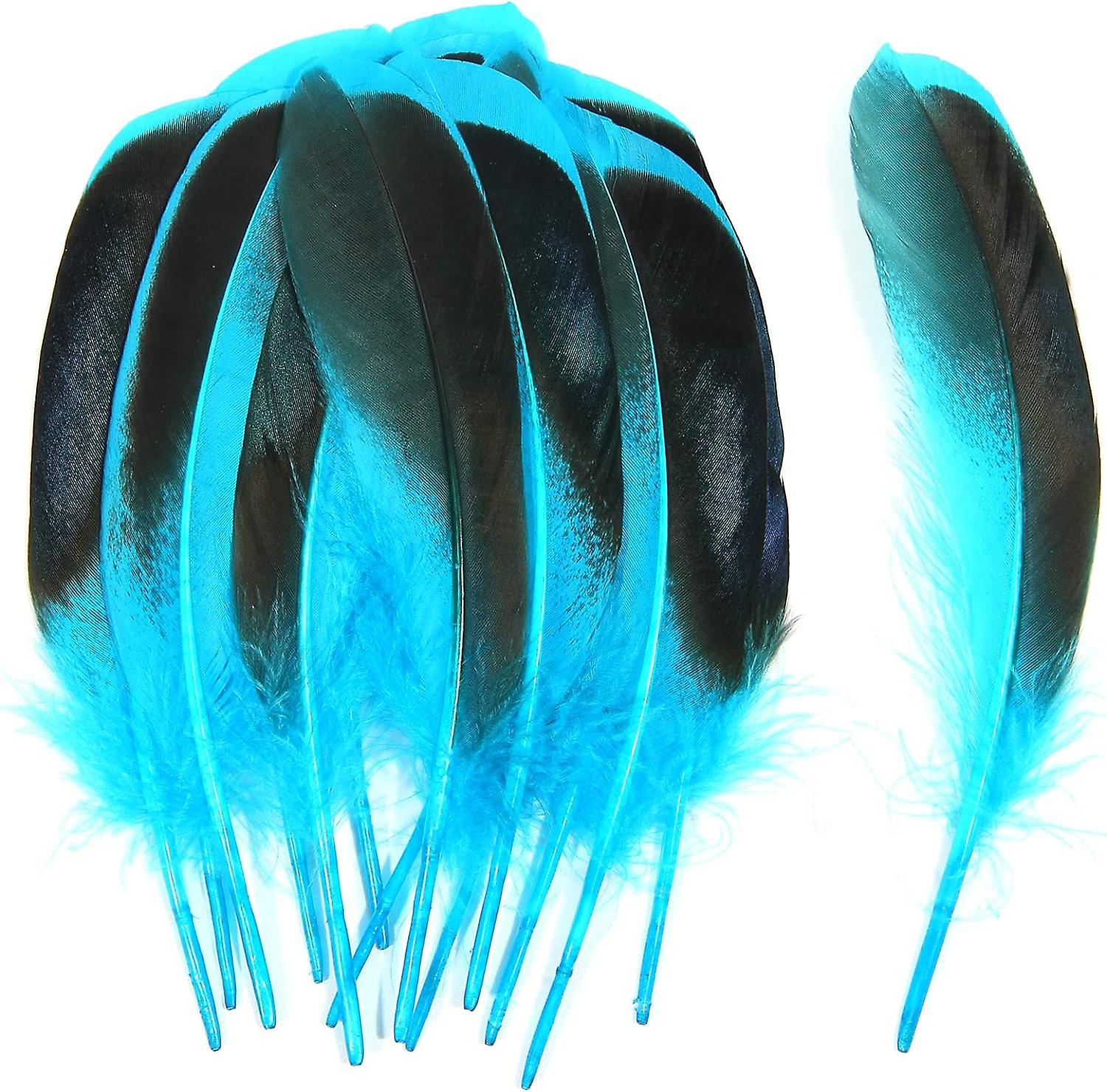 100 Pcs Lake Blue Duck Feather 4-6 Inch 10-15cm Bulk Natural Feather Crafts Carnival Party Clothing Hat Accessories Decorations