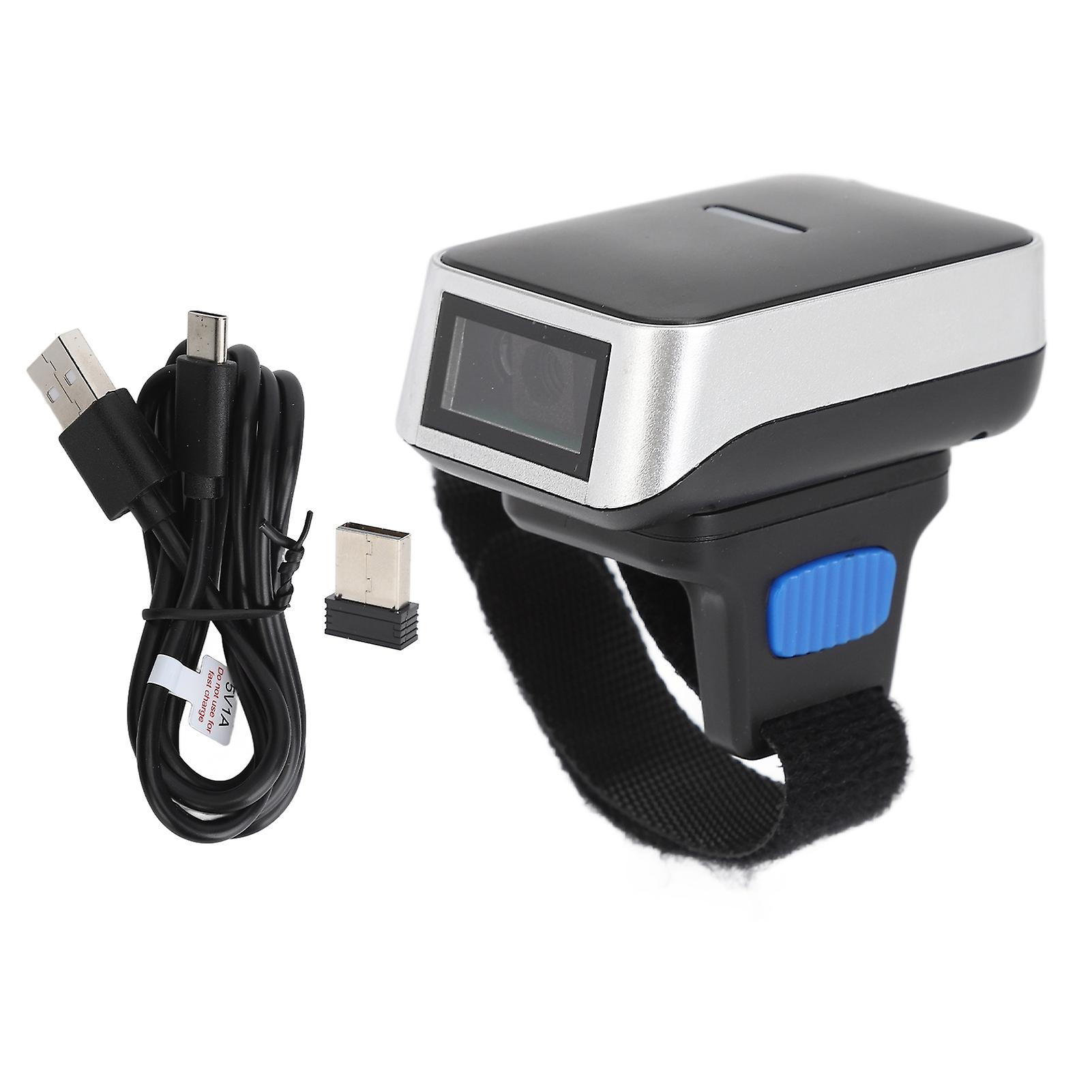 Ring Barcode Scanner 1D 2D QR Wireless Rotatable Instant Upload Storage Wearable Barcode Reader for Computer Phone