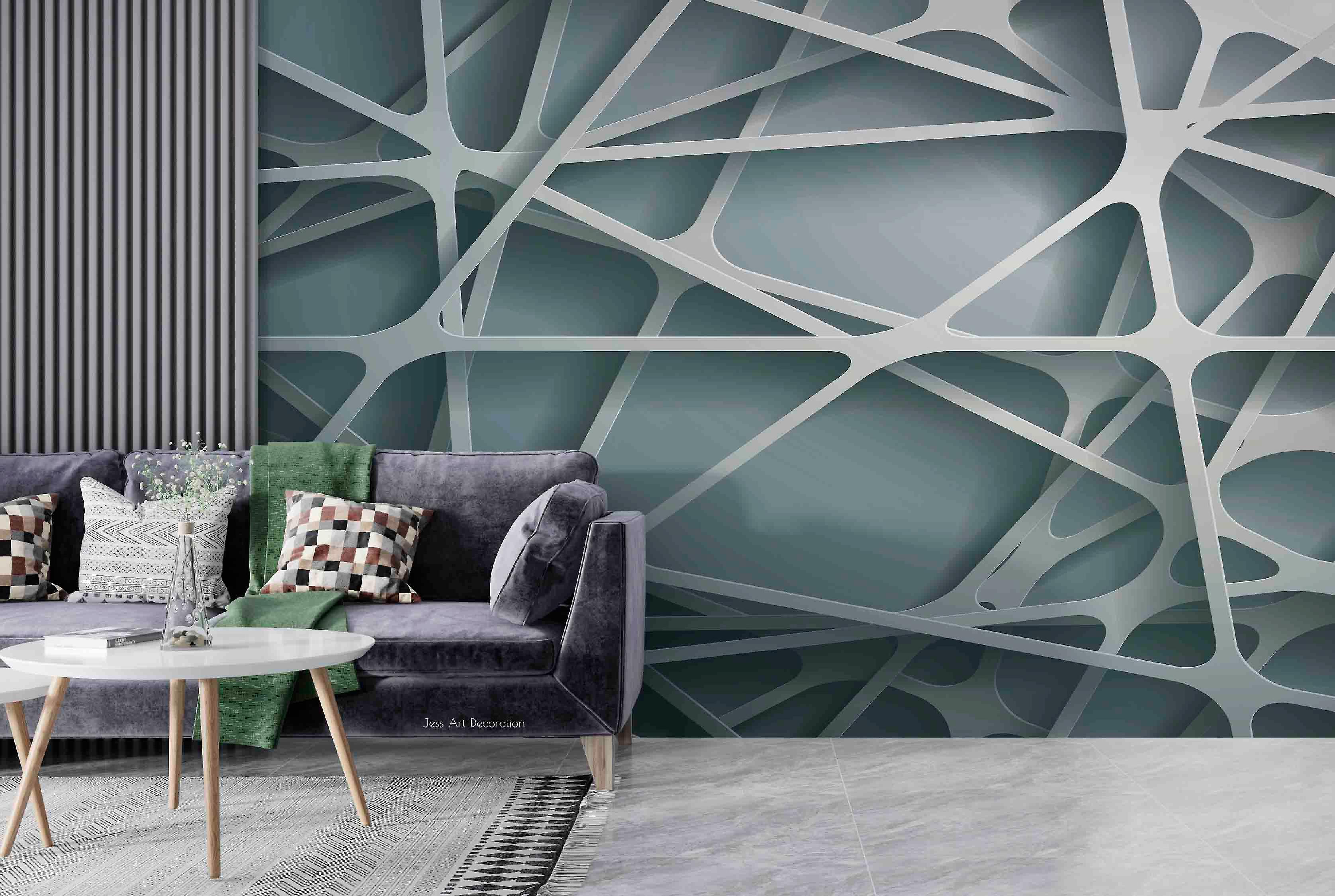 3D Abstract Geometric Lines Openwork Wall Mural Wallpaper Gd 2950