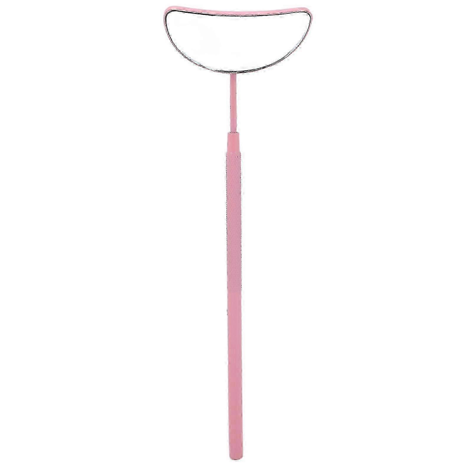 Eyelash Extension Mirror Detachable Handle Moon Shaped Stainless Steel Eyelash Makeup Mirror Pink