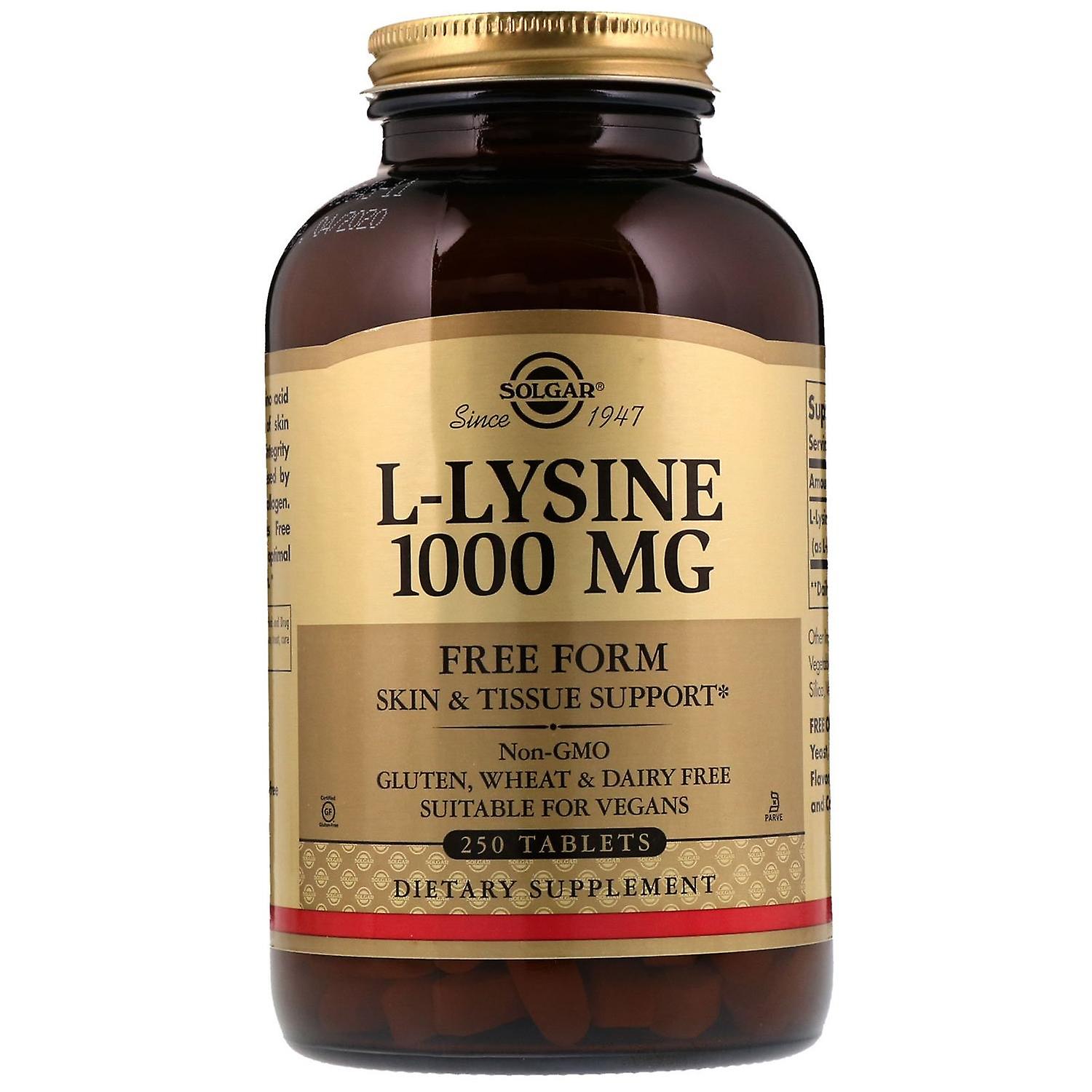 Solgar, L-Lysine, Free Form, 1,000 mg, 250 Tablets