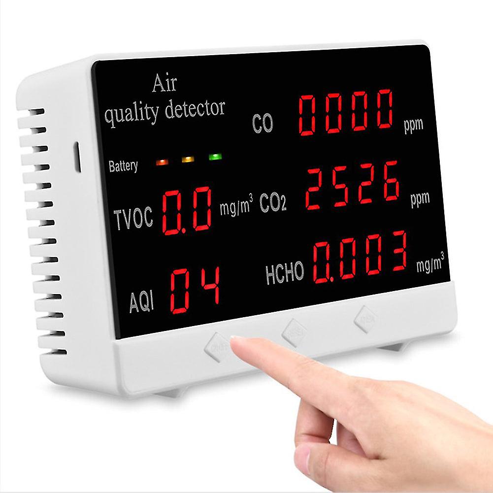 .5 i 1 luftkvalitetsmonitor Hcho/co2/tvoc/aqi/co med 5.5' ' Skärm för utomhus inomhus hemsäkerhet luftkvalitetsdetektor