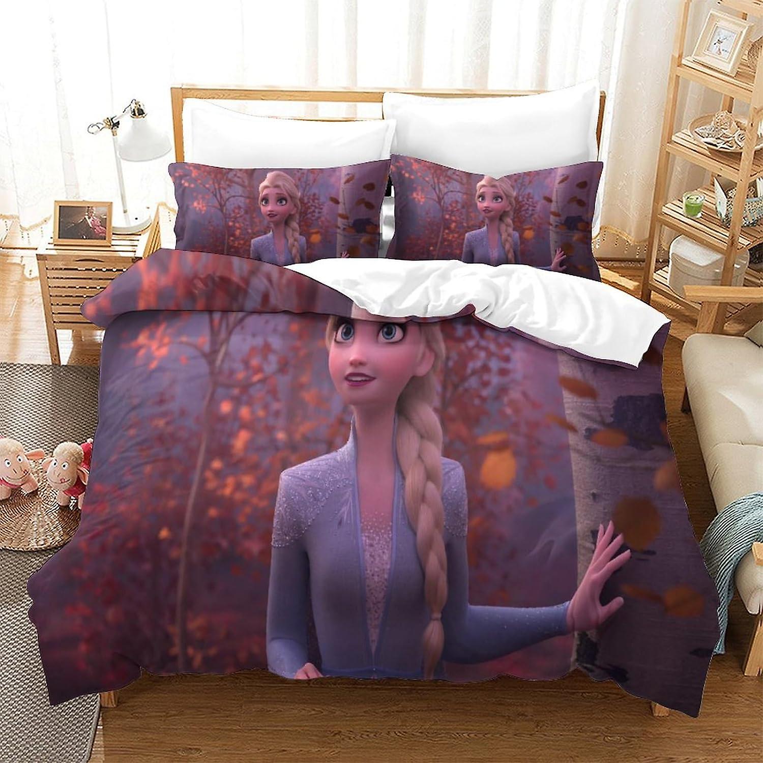 SFYYAYJJ Frozen Duvet Cover Set for Kids Youth Adults Duvet Covers Double Size Bedding Set with Pillowcases Soft Lightweight Microfiber Quilt Cover wi