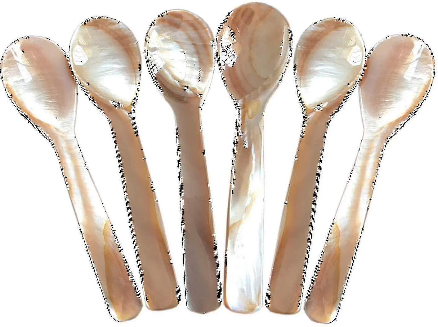 Set Of 6 Mother-of-pearl 11.5 Cm X 3 Cm Mop Caviar Spoons With Round Handle