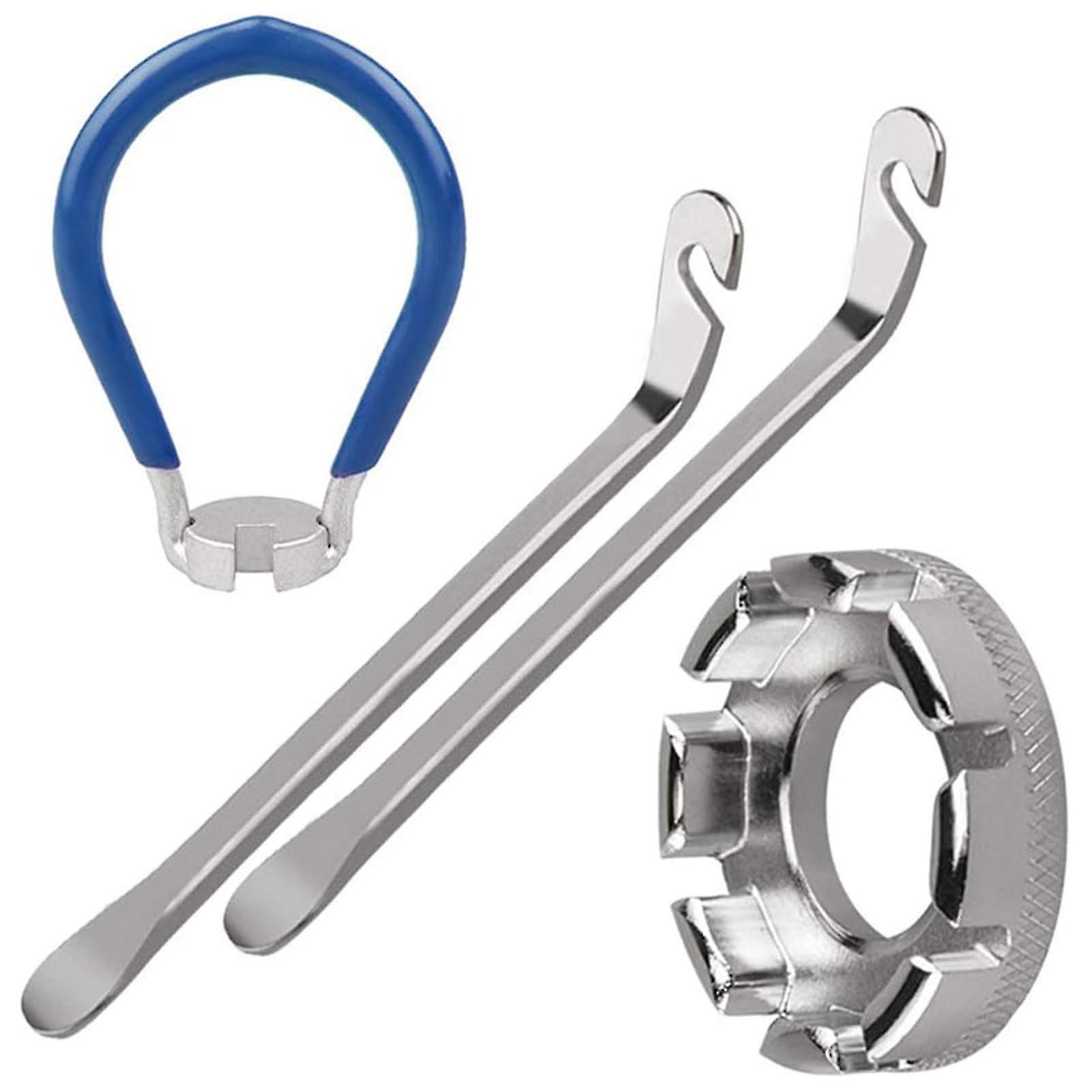 Bike Spoke ToolBicycle Spoke Wrench Pocket ToolBike Rim Truing Tool Correct Tool with Tire Lever