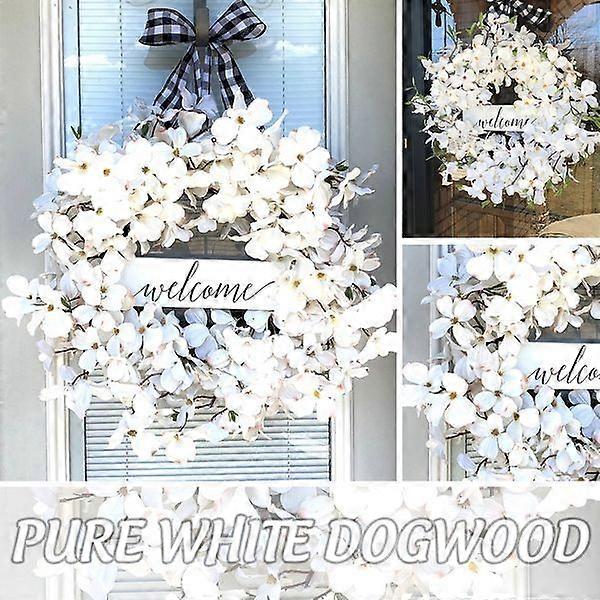 Corona di corniolo bianco fresco, arredamento casa vacanze, fiore artificiale, appendiabiti, ghirlanda di Natale