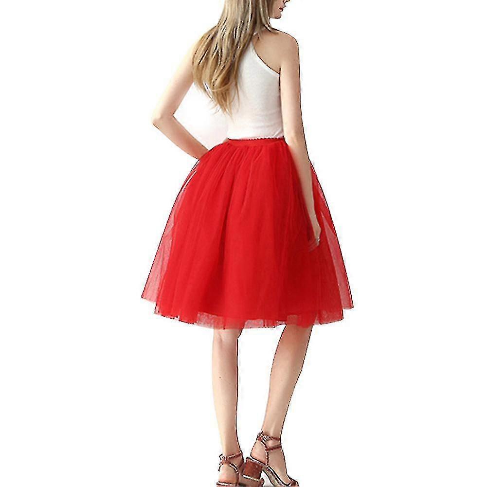Femei fuste Tulle Solid Color ciufulit fusta plisata simplu pentru Prom Party
