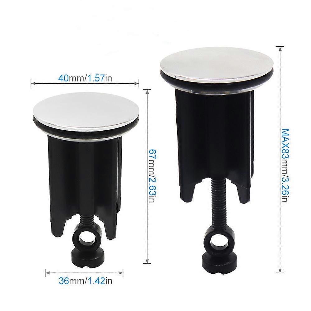Basin Drain 40mm Adjustable Height for Bathroom, Universal Sink Stopper - Black