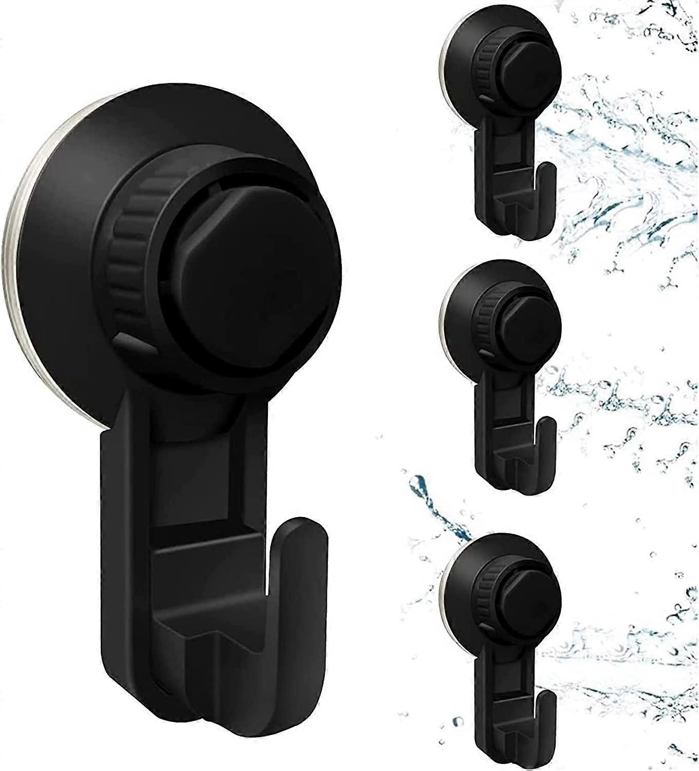 4 Pieces Vacuum Suction Cup Hook, Wall Mounted Suction Cup Hooks (Black ) 10*3.5cm