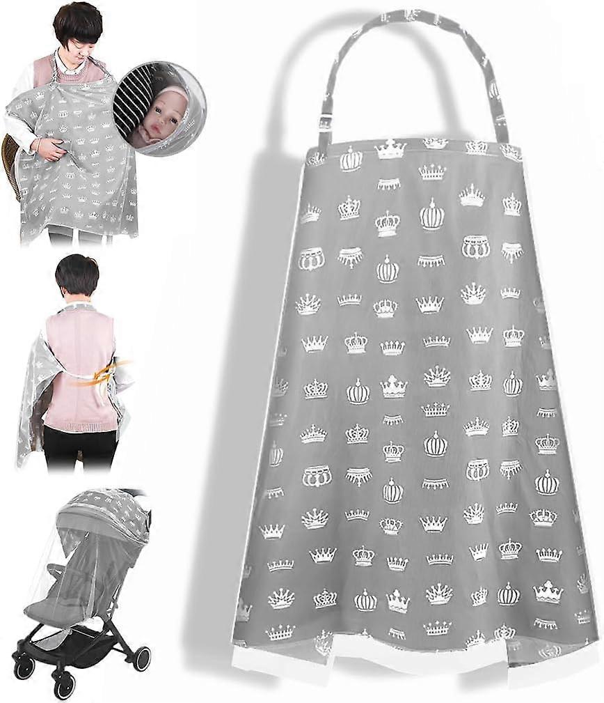 2in1Nursing Cover with Mosquito net, Breathable Breastfeeding Cover, Soft Breastfeeding Cover up for Full Privacy Breastfeeding Protection-98*70cm
