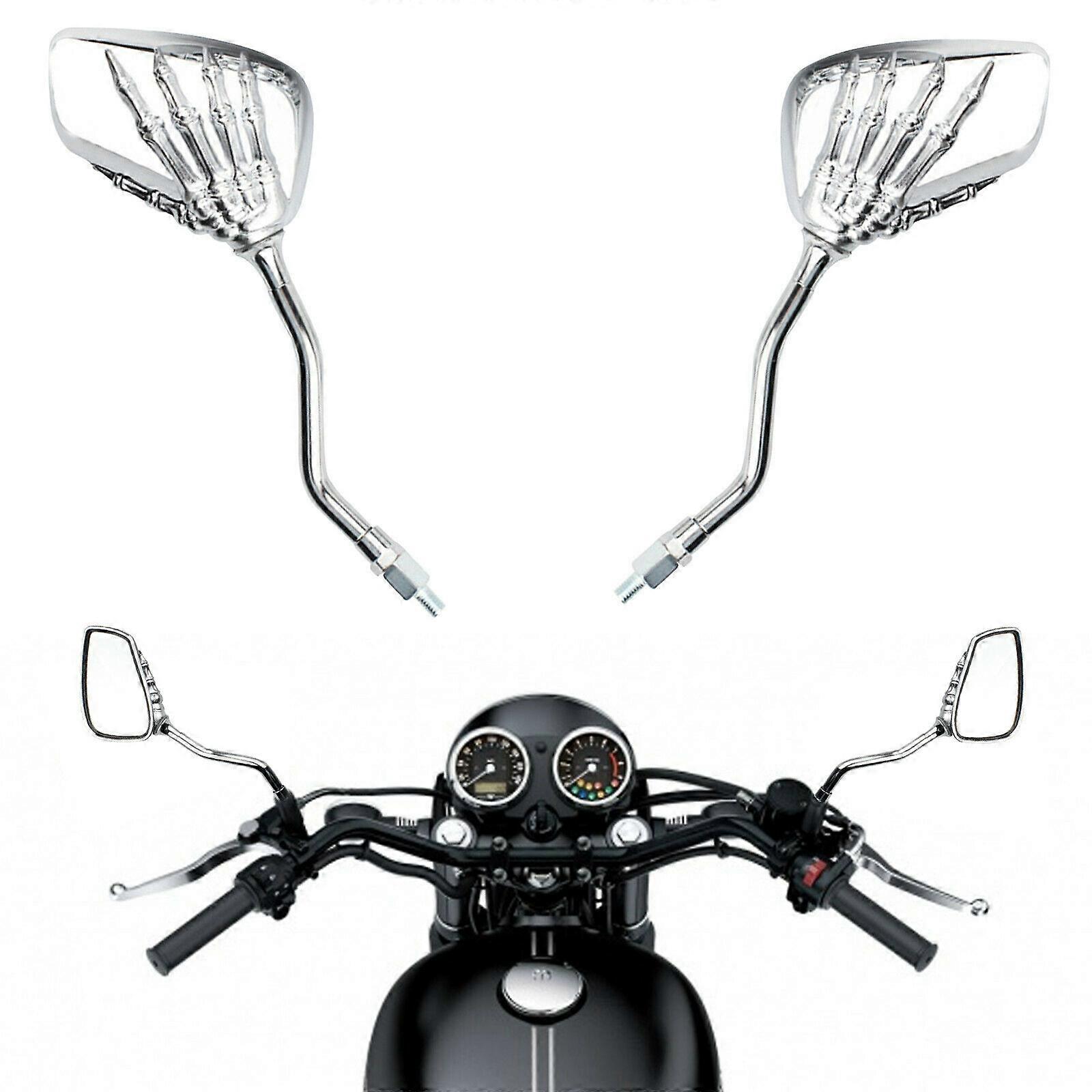Motorcycle skull claw chrome rearview mirrors