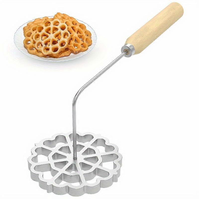 Bunuelos Mold With Wooden Handle, Aluminum Bunuelos Cookie Maker Mold, Detachable Rosette Maker, Rosette Timbale Iron Set, Achappam Mold For Kitchen B
