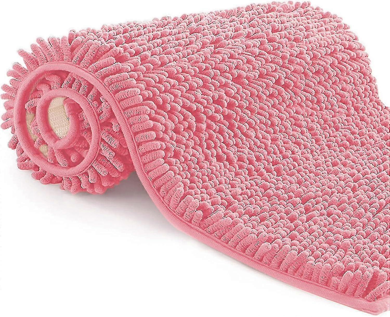 Mikrofaser-Badematte, Badezimmerteppich Länge 40 x 60 cm, WC-Teppich, weich, rutschfest, rosa