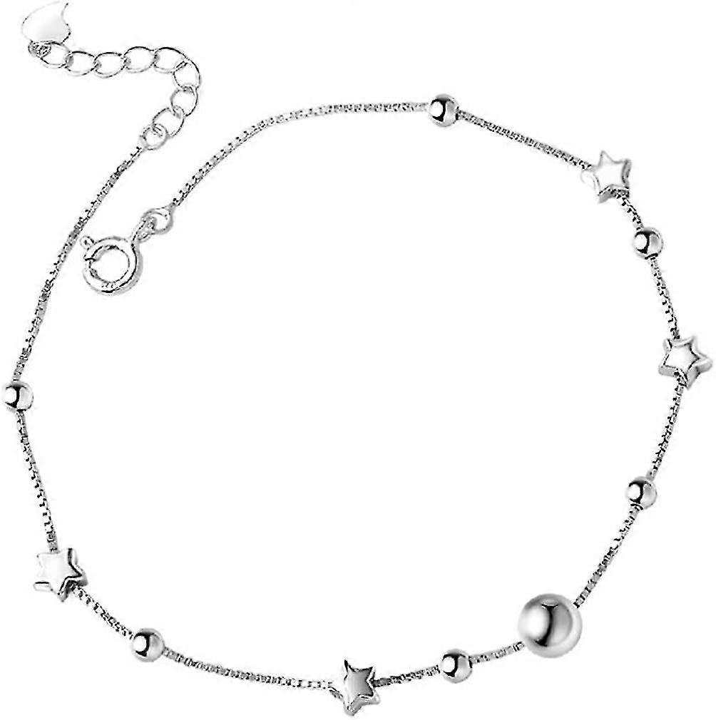 Women's Elegant Sexy 925 Sterling Silver Simple Anklet With Star Elements