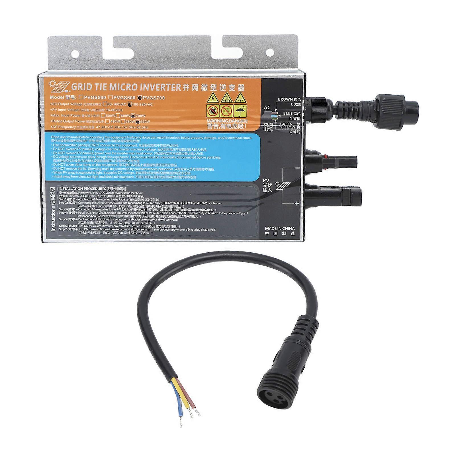 Pvgs Solar Grid Tie Micro Inverter 700w Pure Sine Wave Voltage Current Temperature Protection Ac220v