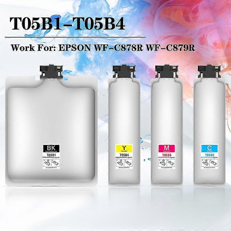 hg 4 צבעים/סט T05B1 T05B2 T05B3 T05B4 Pigmen דיו שקית עבור Epson WF-C878R WF-C879R C878R C879R עם שבב T05B דיו חבילת BK C M Y