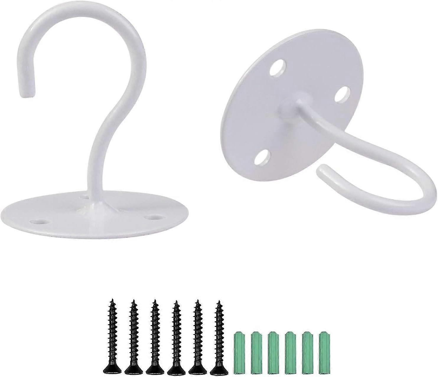 Ceiling Hook,2 PCS Hanging Plant Hooks Screw-in Hooks Mounting Hooks Ceiling Hanging Hook for Birds Planters Lanterns Wind Chimes White(Screws Include