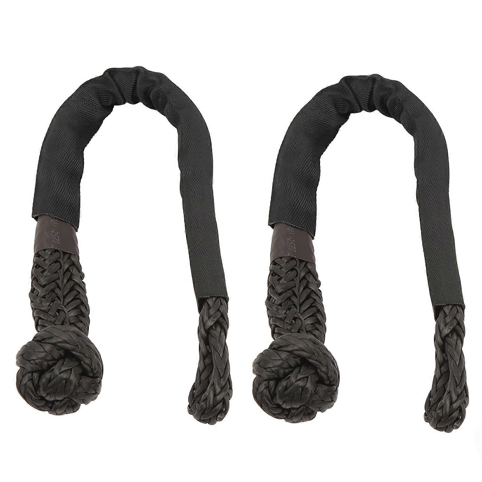 2Pcs Towing Soft Shackle 38000Lbs Breaking Force Tear Resistance Portable for Truck Large SUVs Offroad Vehicels Black