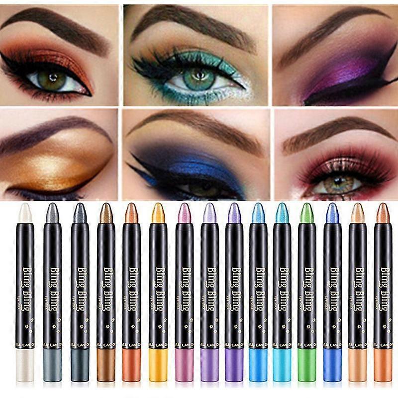 Barsinfi 15 Colors Pearly Eye Shadow Stick Delicate Texture Long-lasting Waterproof