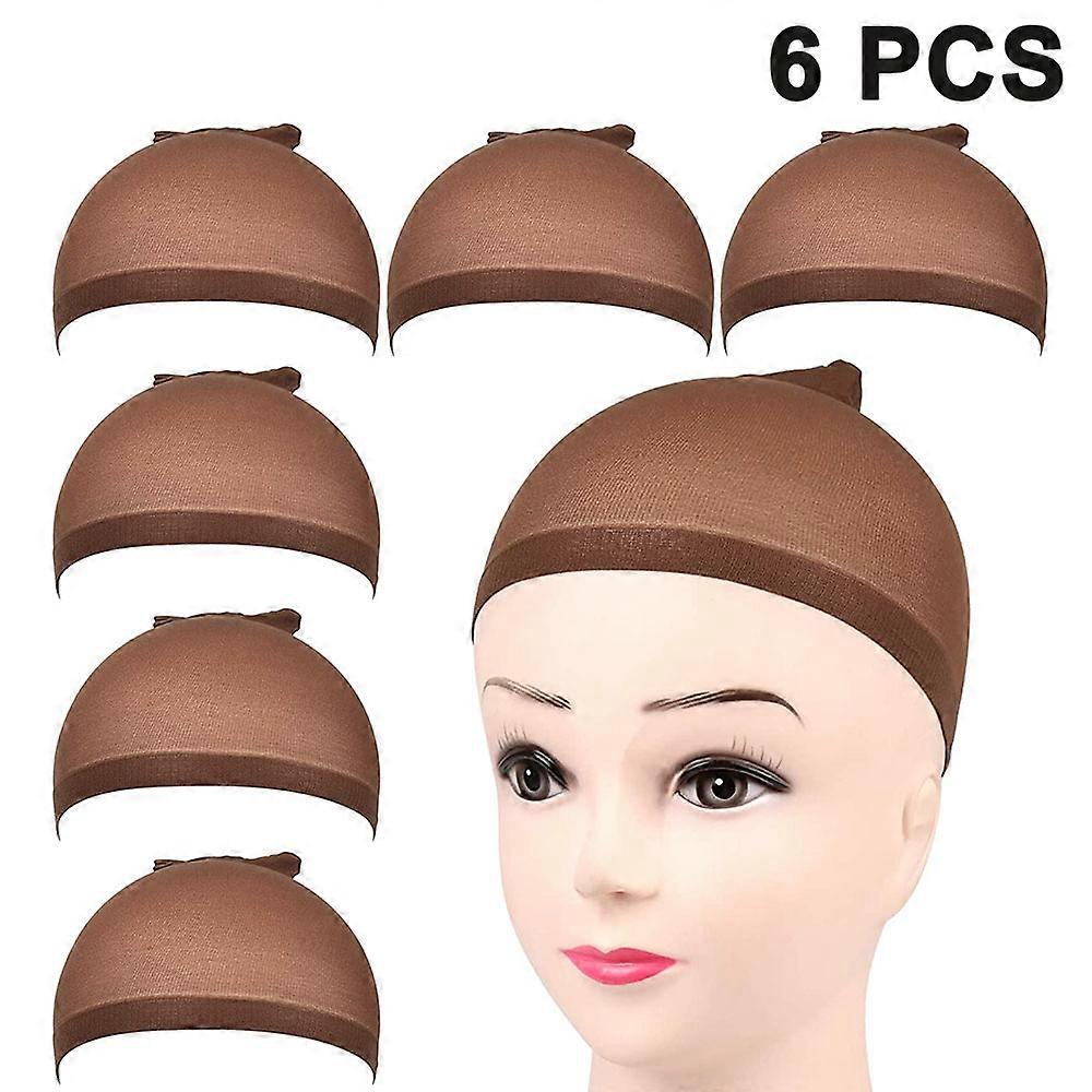 6 stuks kous pruik caps - lichtbruin kant front pruik cap
