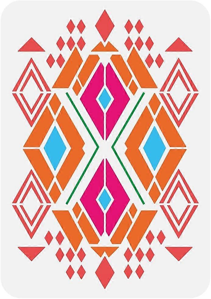Aztec Pattern Painting Stencil 8.3x11.7inch Tribe Stencil Triangle Pattern Stencil Tribal Theme Template for Painting on Wood Floor Wall Tile Canvas F