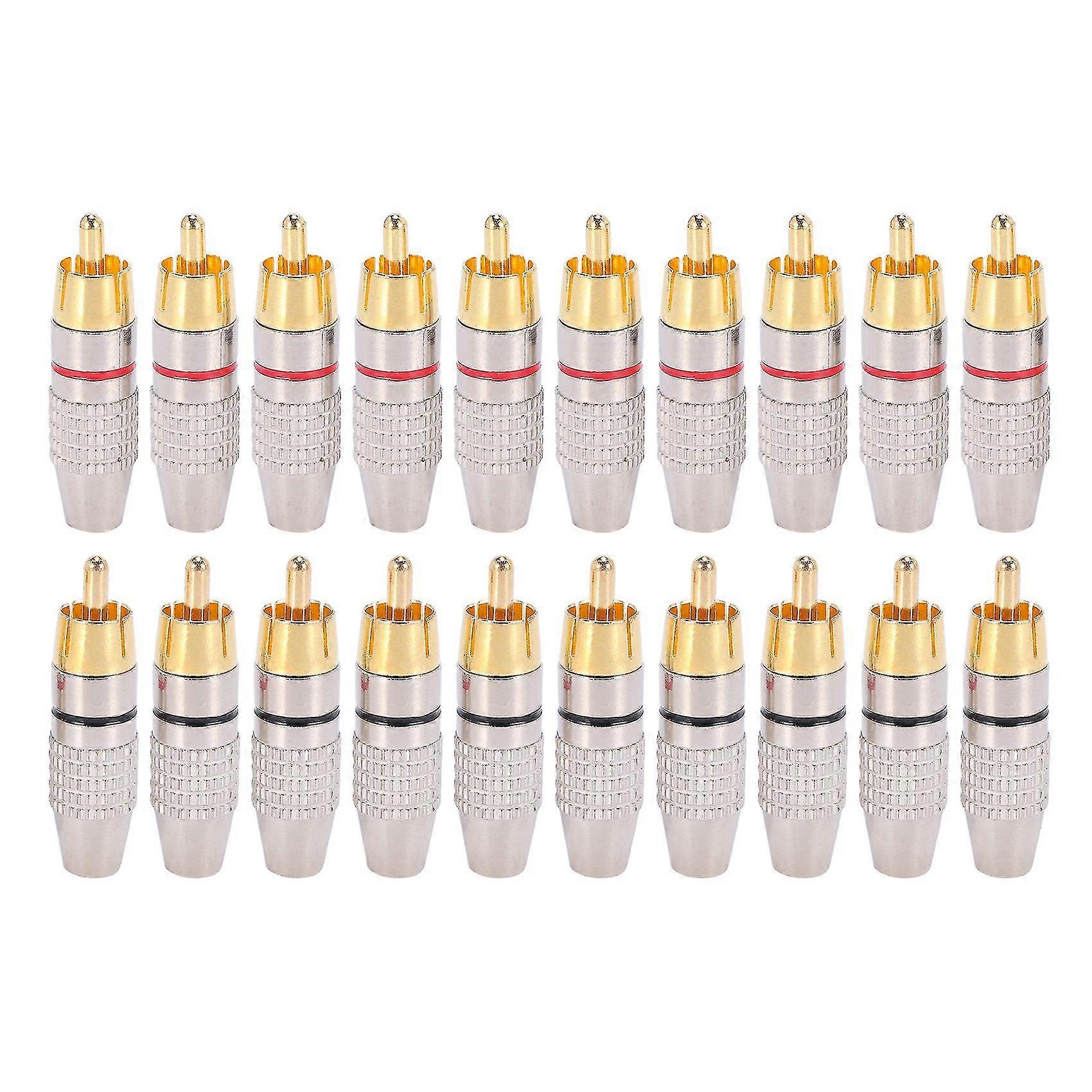20 Pcs Rca Plug Audio Video Locking Gold Plated-Good