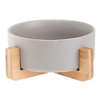 Hvit keramisk katt Dog Bowl Dish Med Wood Stand No Spill Pet Food Water Feeder Cats Små hunder