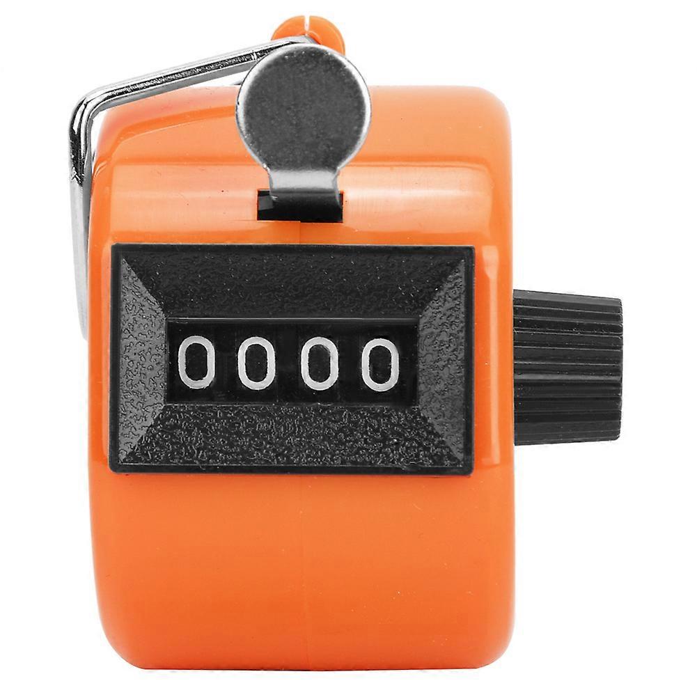 BERM Manual Tally Counter 4-Digits Plastic Knob Reset Handheld Handheld Counting Tool with HookOrange