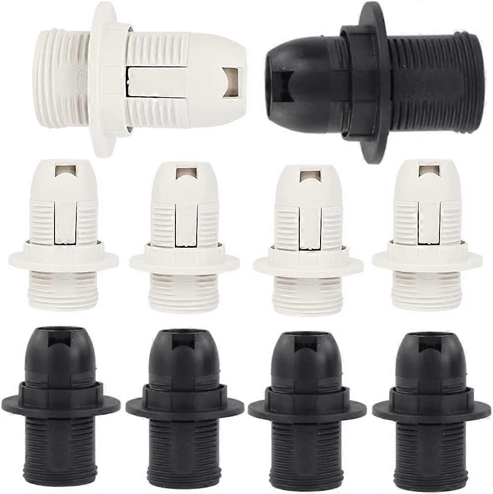 E14 Lamp Holder Screw Lamp Holder Plastic Shell Light Bulb Socket Lamp Holder E14 E14 Pendant Socket & Replacement Ring (Black White)10pcs)