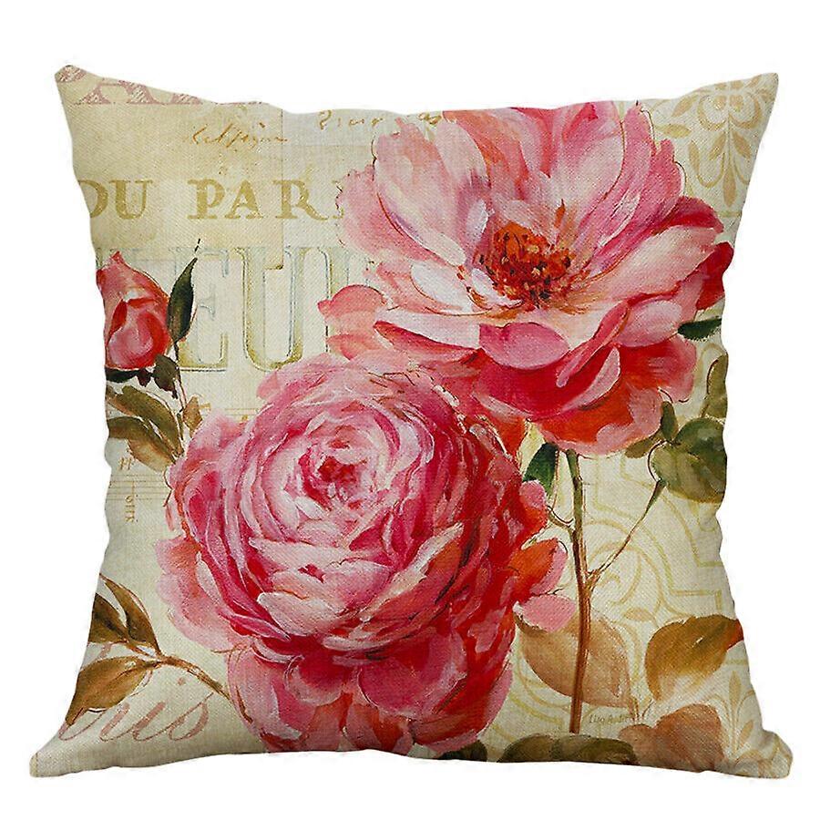 スロー枕カバーフラワープリントコットンリネンスクエアクッションカバー家の装飾デザイン574jpjcjh