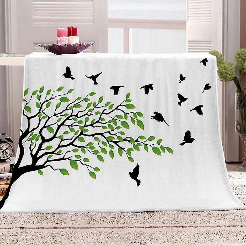 Flannel Blanket Leaves Printing Soft and Comfortable Bed-Layer Blanket, Sofa Coververs - Easy to Maintain 135*200 CM