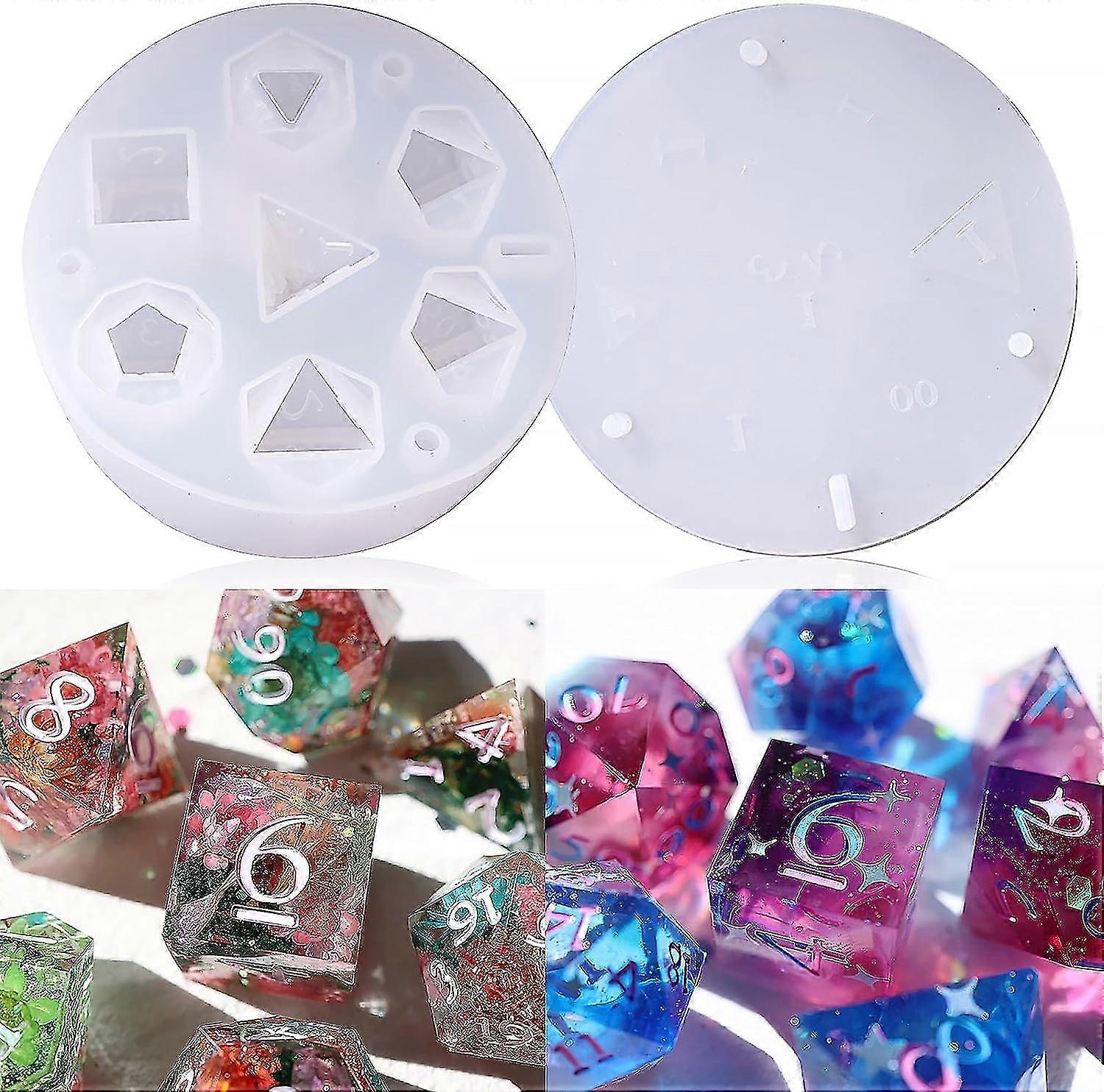 Dice Molds For Resin, Integrated Dnd Dice Resin Mold 7 Standard Polyhedral Sharp Edge Dice Cavities For Diy Dices Making
