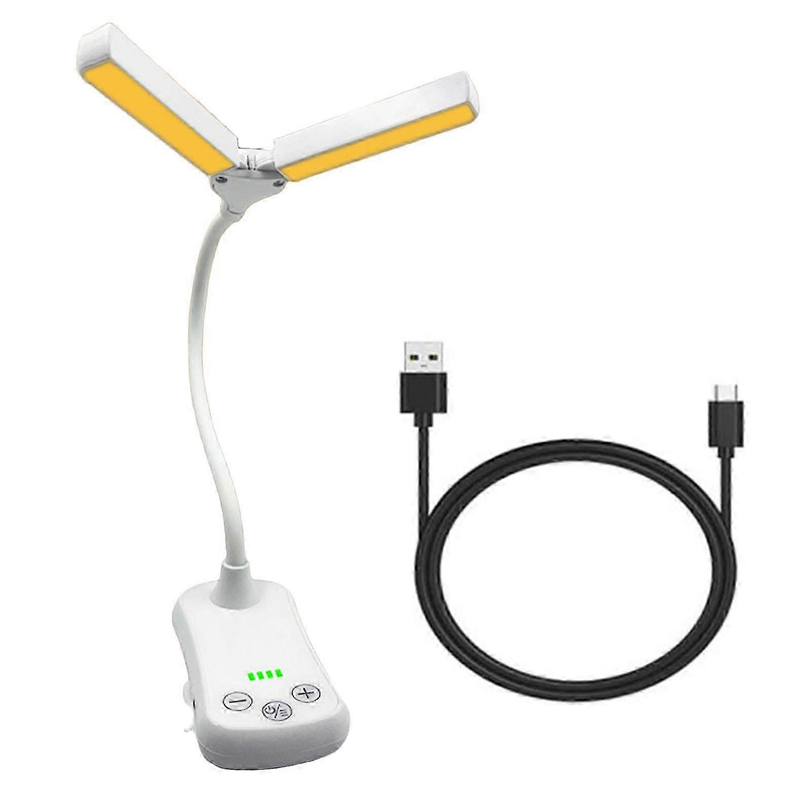 Reading Lamp Dimmable Chargeable Extendable Double Head Flicker-free Illumination Type-C 14LED Amber Book Light Home Supply