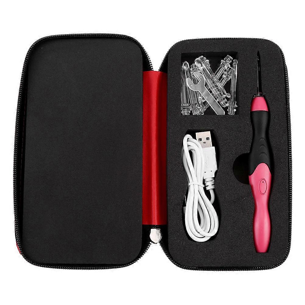 9 in 1 USB LED Light Up Crochet Hooks Knitting Needles Set Weave Craft Tools Kit