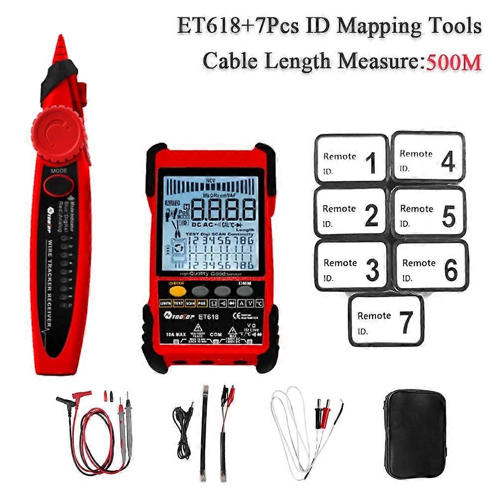 ET616/ET618 Network Cable Tester with LCD Display Analogs Digital Search POE Test Network Cable Pairing Length Wiremap Tester