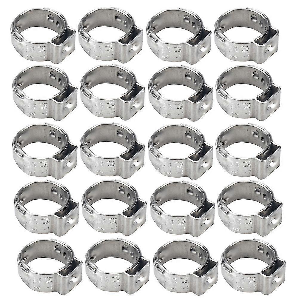 20pcs 3/8 Inch Water Gas Pipe Worm Drive Hose Clip Single Ear Hose Clamps Stainless Steel Hose Clamp Pipe Clips (Silver) Z