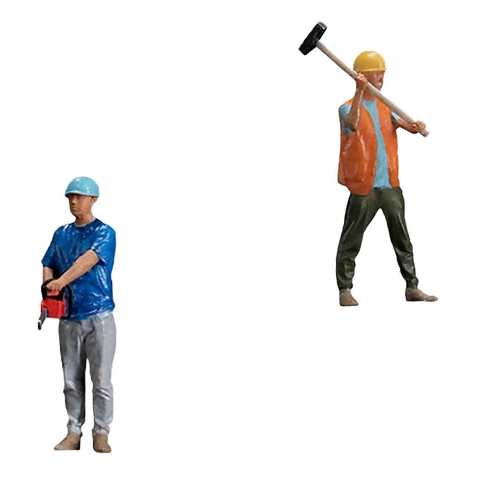 2 Pieces 3d Printed 1: 32 Labor Workers Miniature Resin