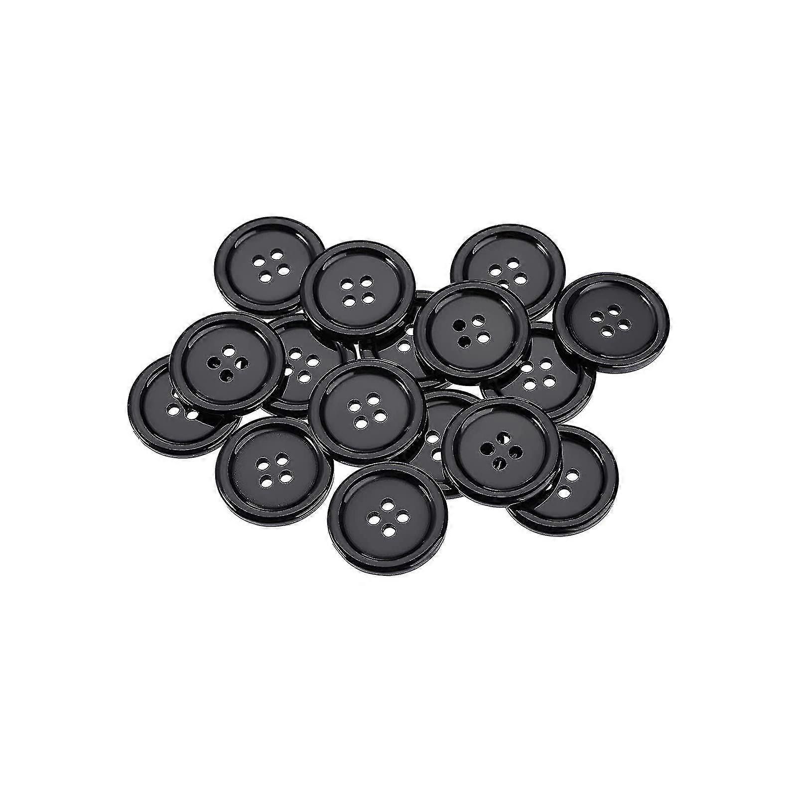 Sewing Resin Button, 4 Hole Craft Button, Black Round Buttons For Sewing, Diy And Decoration, 100 Pcs