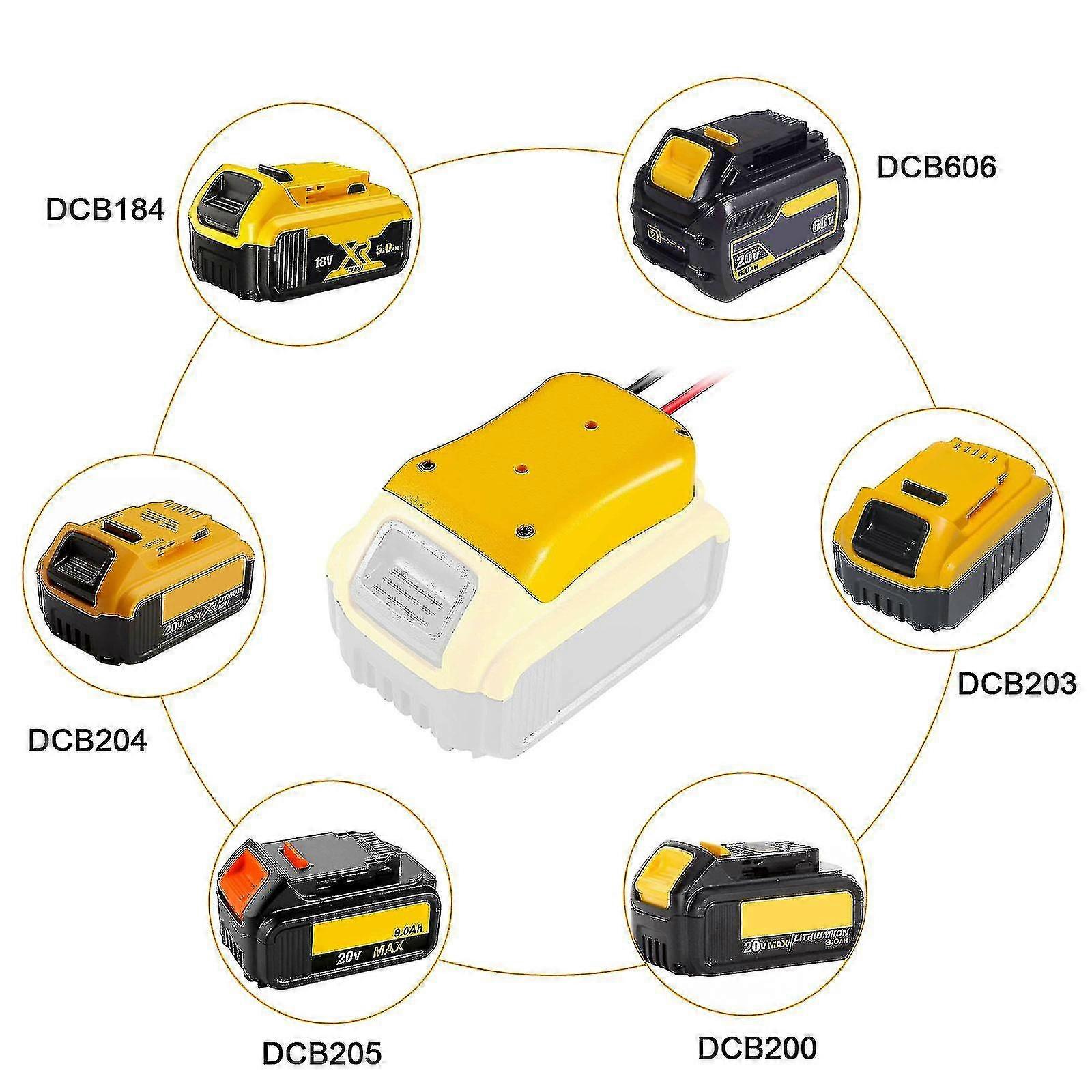 Προσαρμοστής τροχών δύναμης κατάλληλος για την μπαταρία Dewalt 18/20v, προσαρμογέας μπαταριών για RC, παιχνίδι, φορτηγό, ρομποτική 12 μετρητών, μετατροπέας πηγής δύναμης Diy με Fixi