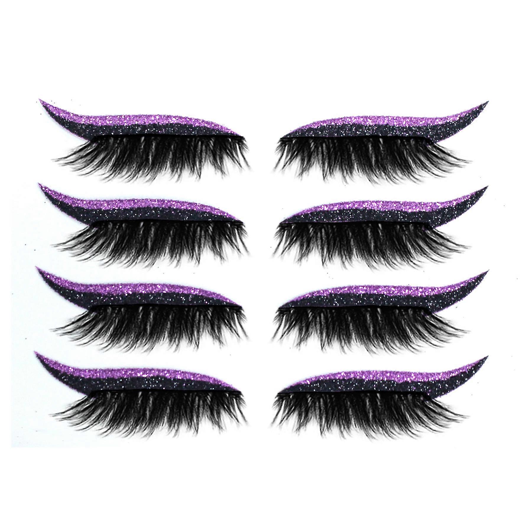 2 In 1 False Lash Eyeliner Stickers, 4 Pairs Reusable Waterproof Eyelash Stickers For Women Makeup Cosplay