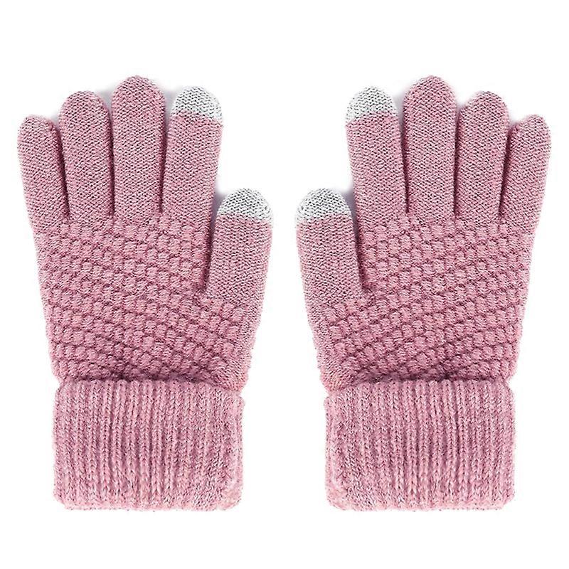 1 Pair Winter Men Women Knitting Touch-screen Non-slip Gloves Warmer Mittens Qinhai